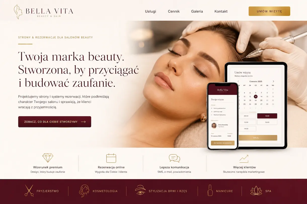 Projekt strony dla salonu beauty